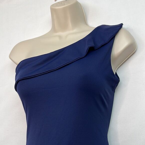 G. Label Gwyneth Paltrow Navy Blue one shoulder swimsuit size small NWOT - Picture 4 of 10